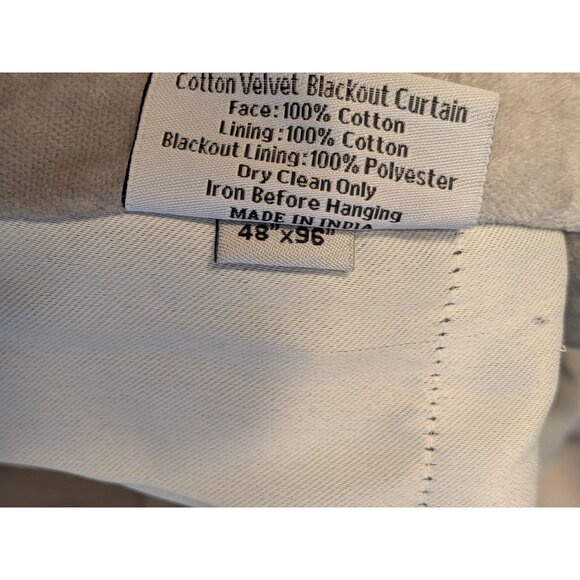 Quince Cotton Velvet Room Darkening Curtain Color Light Grey Size 48x96 -NEW- - Picture 4 of 7